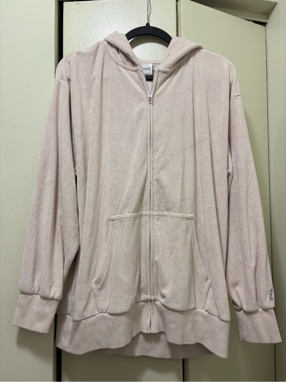 Aritzia Tna Lilac Towel Boyfriend Zip-Up Hooded Jacket